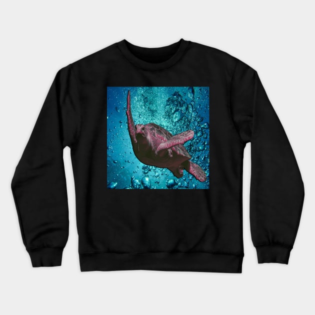 Sea Turtle Swimming in ocean with bubbles save the sea turtles, Art Graphic Design available on many products Crewneck Sweatshirt by tamdevo1